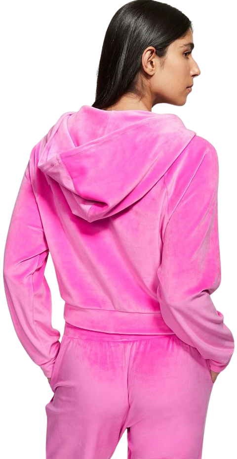 felpa donna Victoria's Secret Velour Full-Zip Hoodie Electric Pink Graphic tg. 170 cm