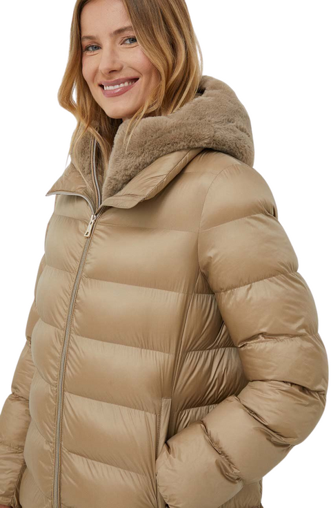 giacca donna lunga con cappuccio Geox Desya Parka Travertine W3628FTC177 F1731 tg. 48