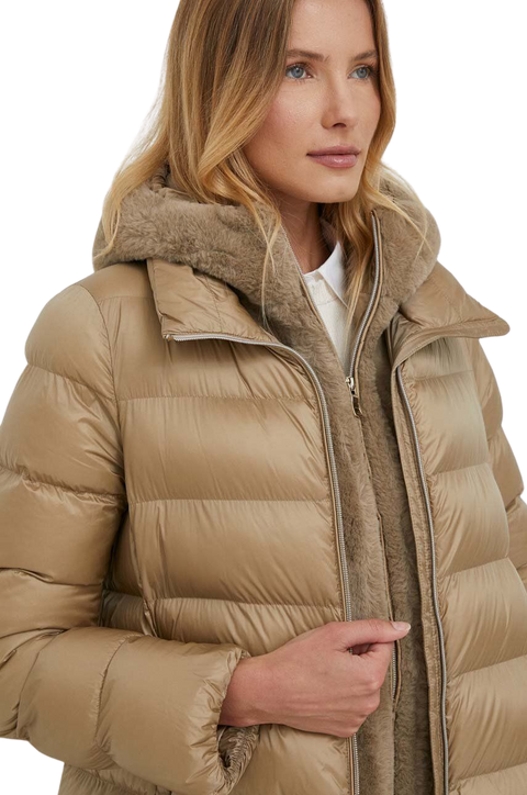 giacca donna lunga con cappuccio Geox Desya Parka Travertine W3628FTC177 F1731 tg. 46