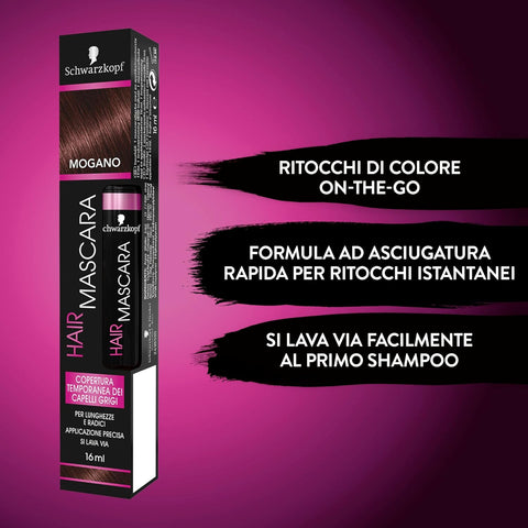 hair mascara Schwarzkopf copertura temporanea capelli bianchi/grigi colore Mogano 16 ml