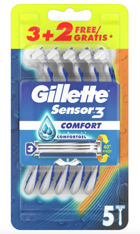 5 lamette rasoio usa&getta 3 lame Gillette Sensor3 Comfort