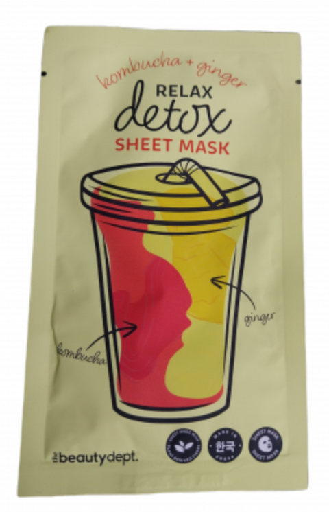 maschera viso in tessuto The Beauty Dept Relax Detox Kombucha + Zenzero