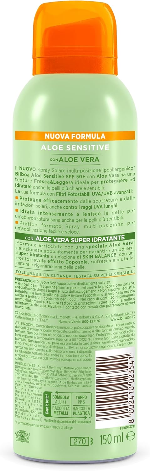 solare spray Bilboa Aloe Sensitive 50+