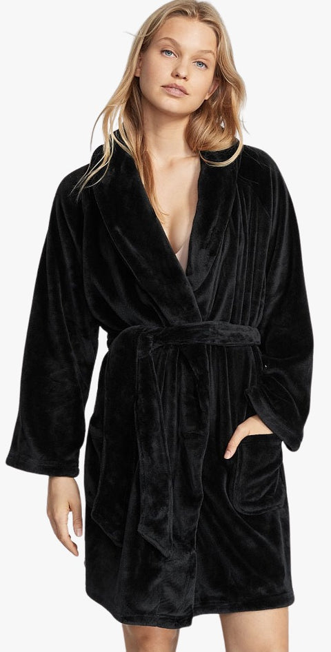 vestaglia Victoria's Secret Short Cozy Robe Black tg. XS/S