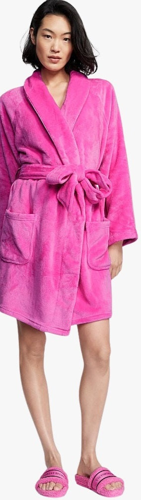 vestaglia Victoria's Secret Short Cozy Robe Pink tg. X/XL