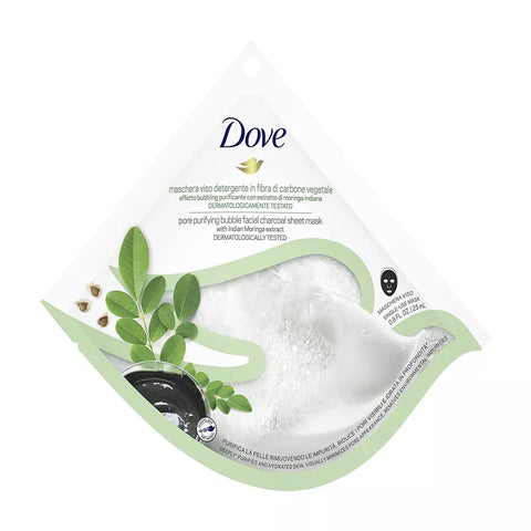 maschera viso detergente Dove effetto Bubbling in fibra carbone vegetale 25 ml