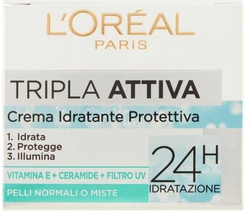 crema idratante 24H L'Oreal Paris Tripla Attiva pelli normali e miste 50 ml